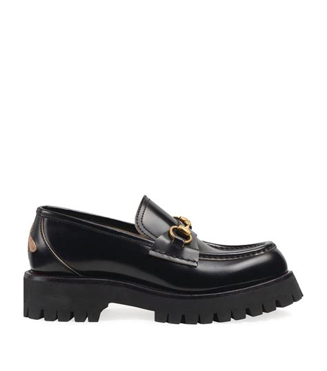 gucci leather lug sole loafer|gucci horsebit detailed leather loafers.